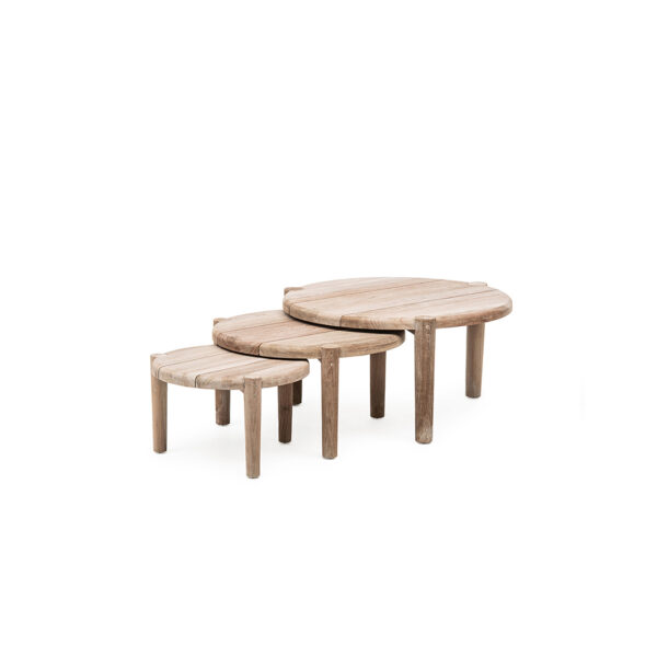 kourtis coffee table gommaire teak set of 3 floor outdoor seating