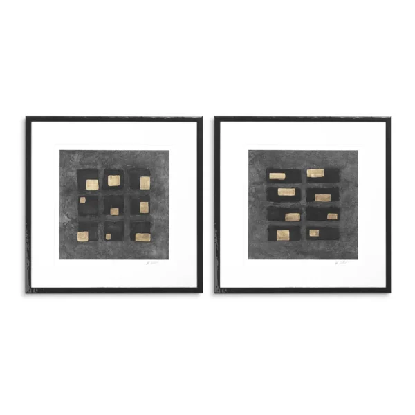 EICHHOLTZ PRINT BLACK SQUARES BY MICHAEL WILLETT SET OF 2